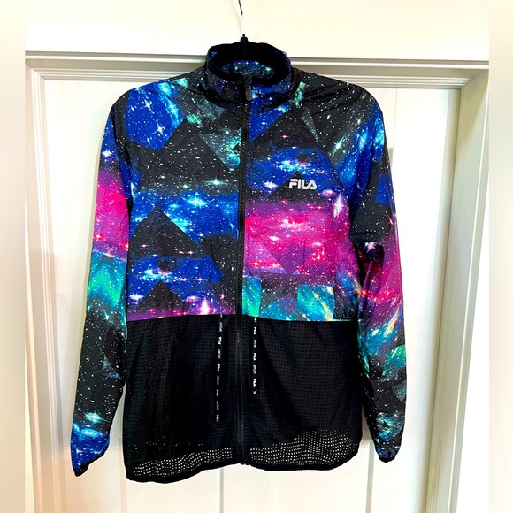Fila Women's Galaxy Print Full-Zip Drawstring Waist Windbreaker Jacket Size M - Picture 2 of 6